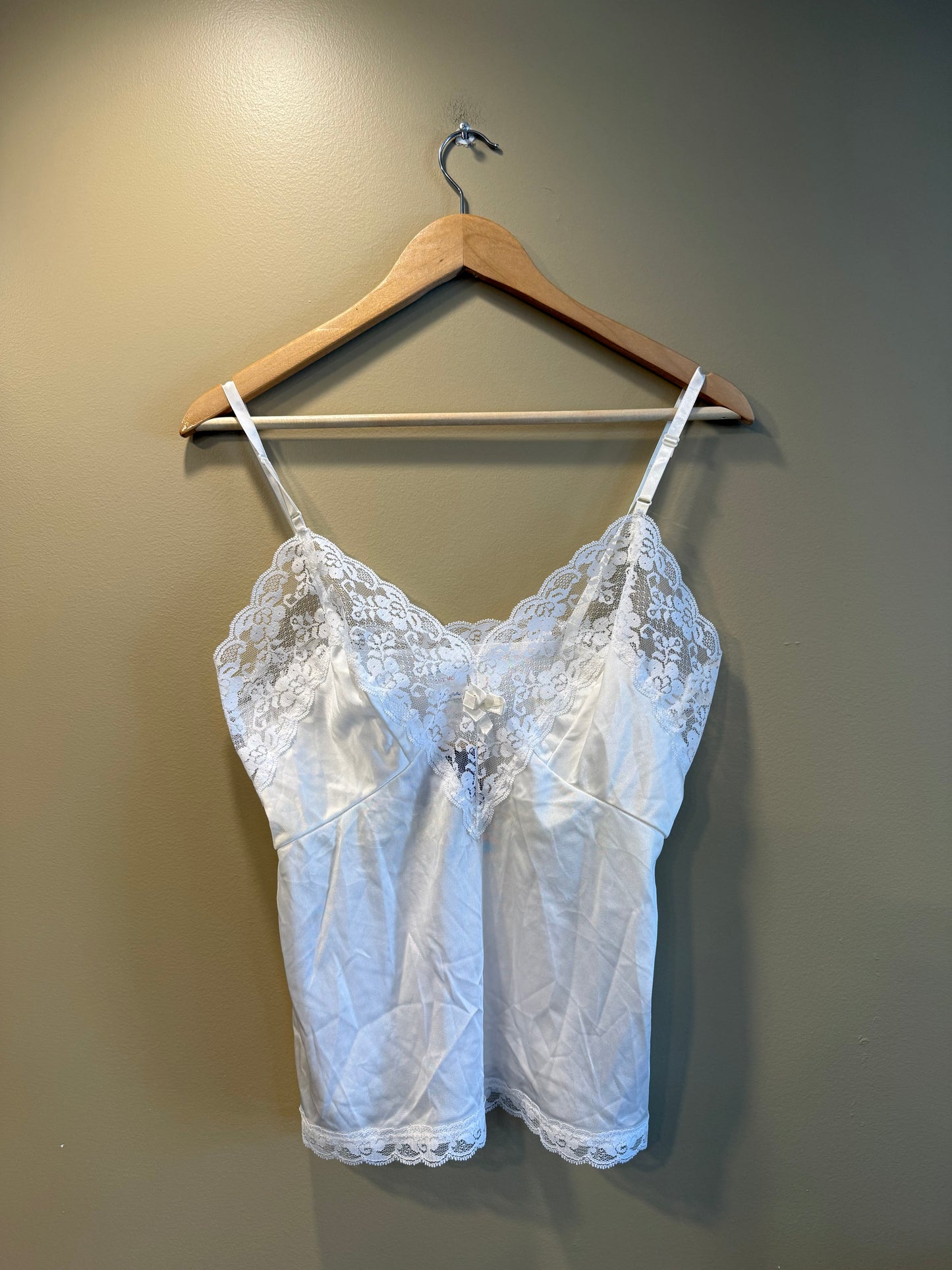 Vintage Sliperfection White Lingerie Lacy Top- M