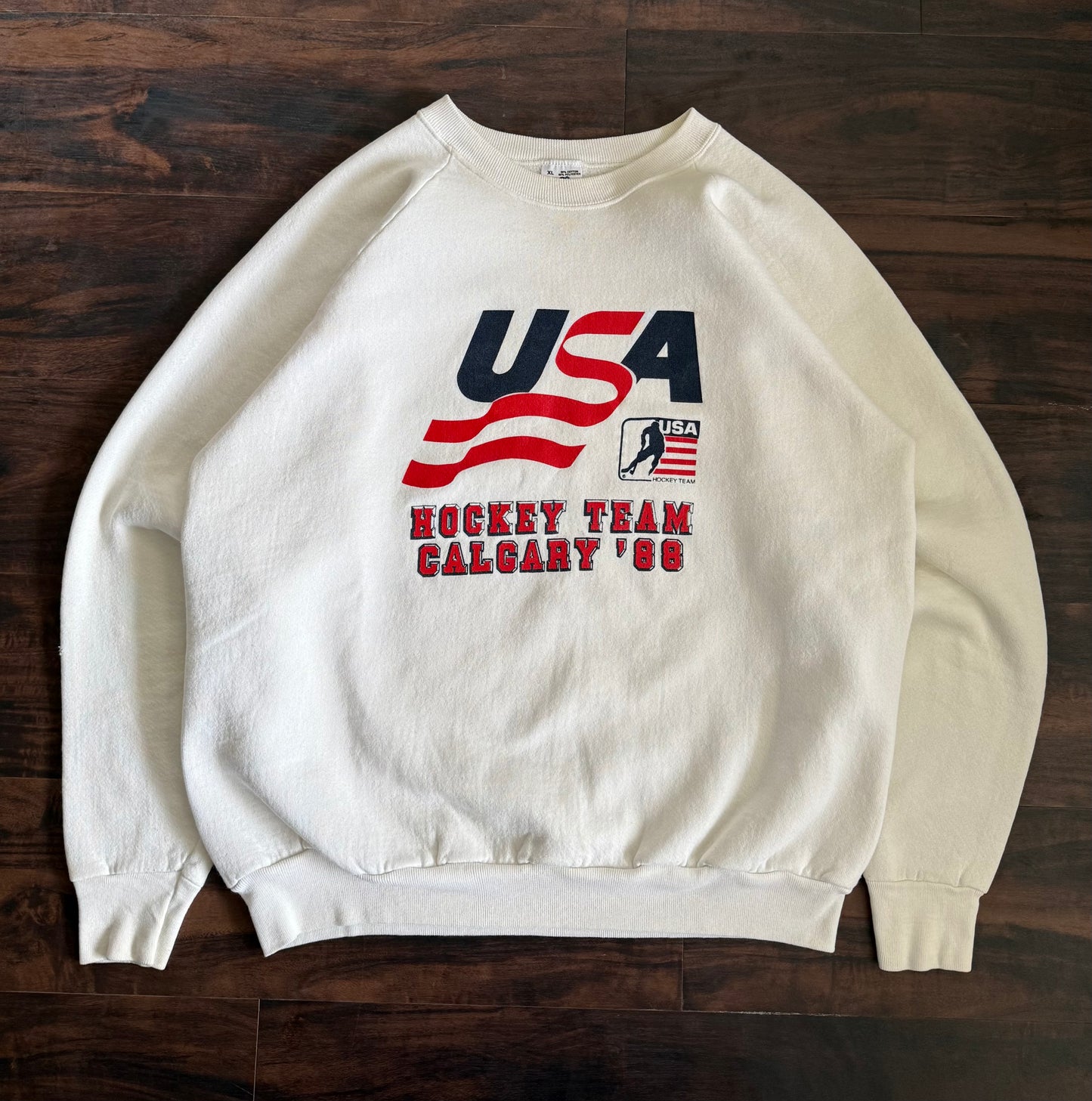 Vintage ‘88 Winter Olympics USA Hockey Team Crewneck Sweatshirt- L