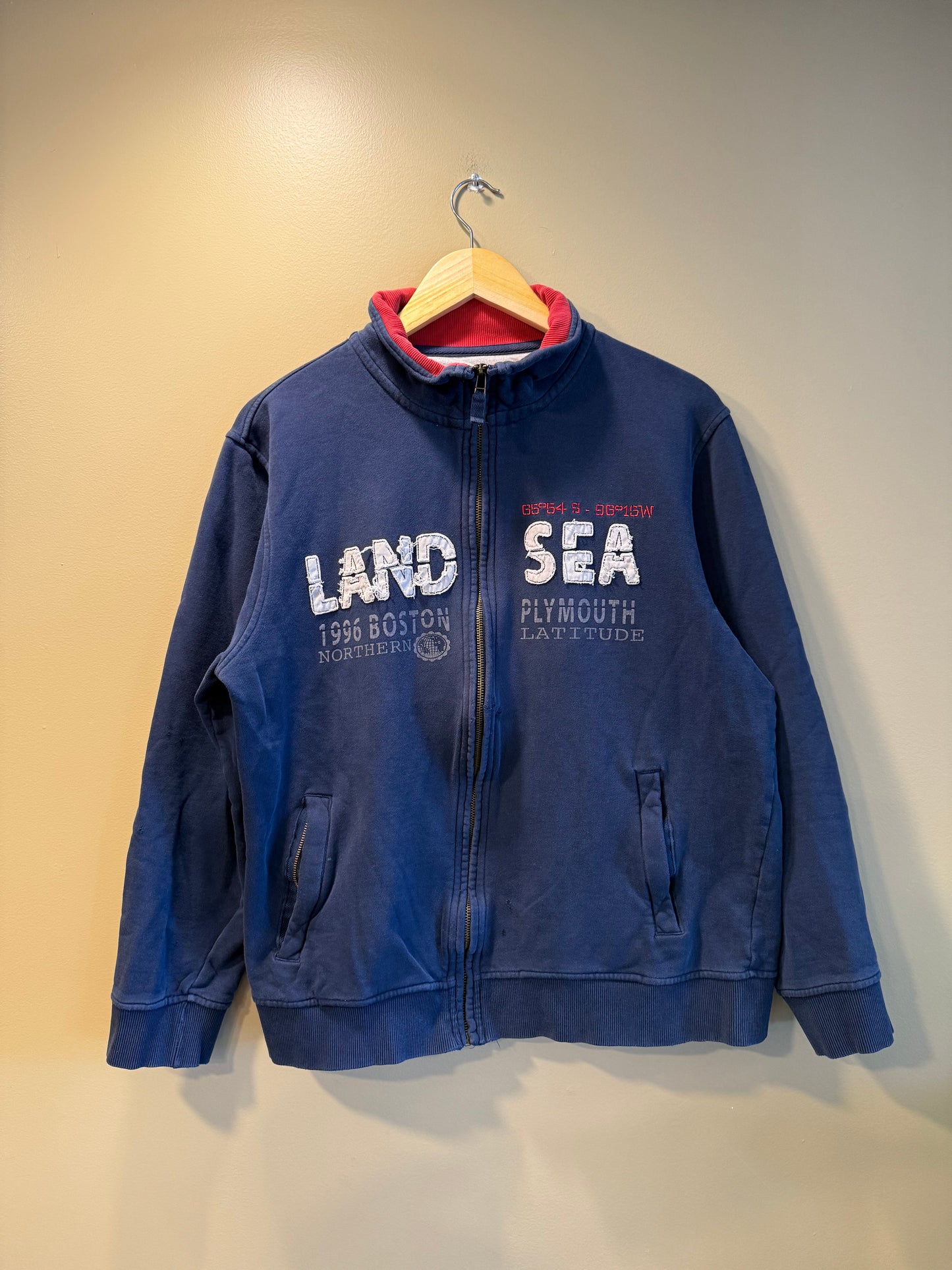 Vintage Land Sea Portland Oregon Nautical Coast Guard Zip-Up Sweatshirt- M