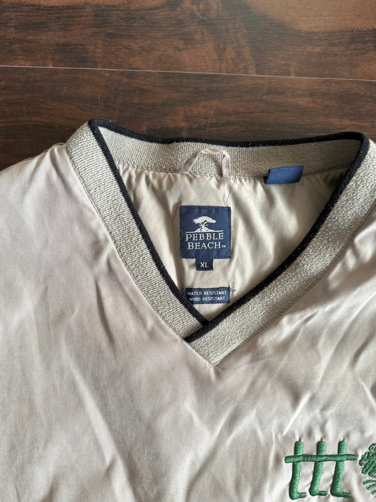 The Thrifting Tree Tan V-Neck Windbreaker Jacket- XL