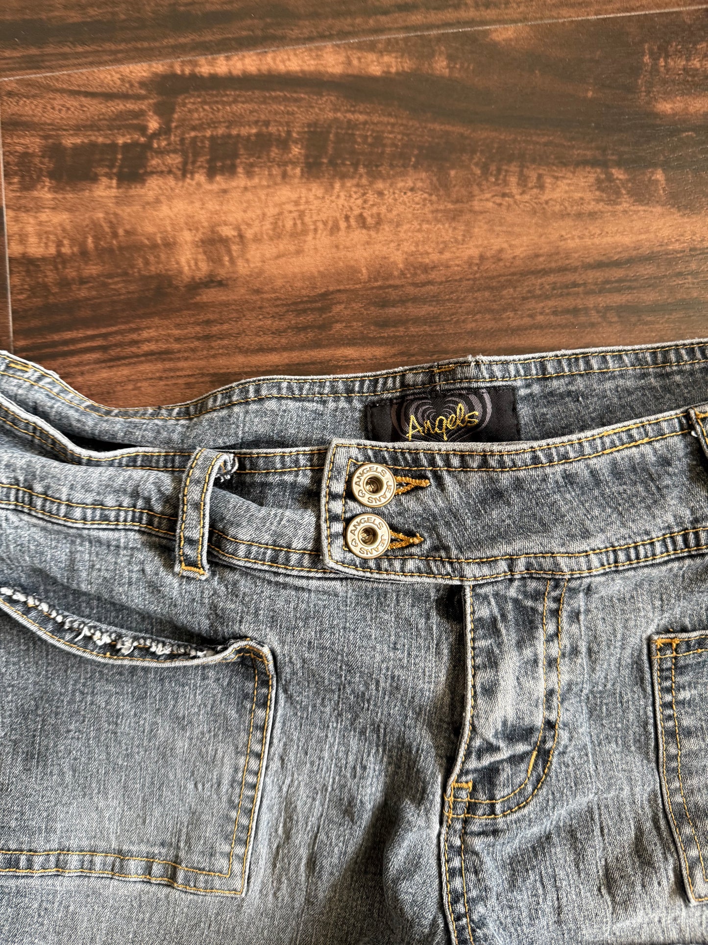 Vintage Y2K Angels Heart Low Rise Dark Wash Denim Jean Shorts- 30