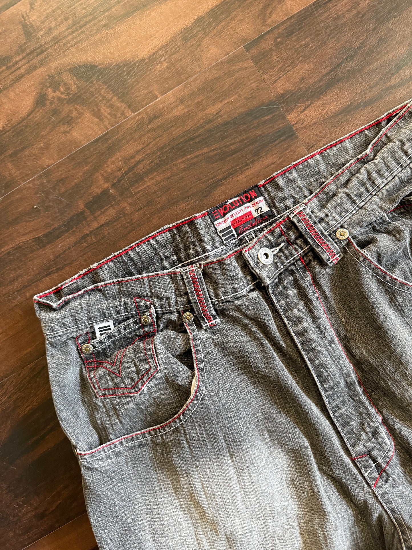 Vintage Y2K Evolution Streetwear Black Denim Jean Shorts- 34