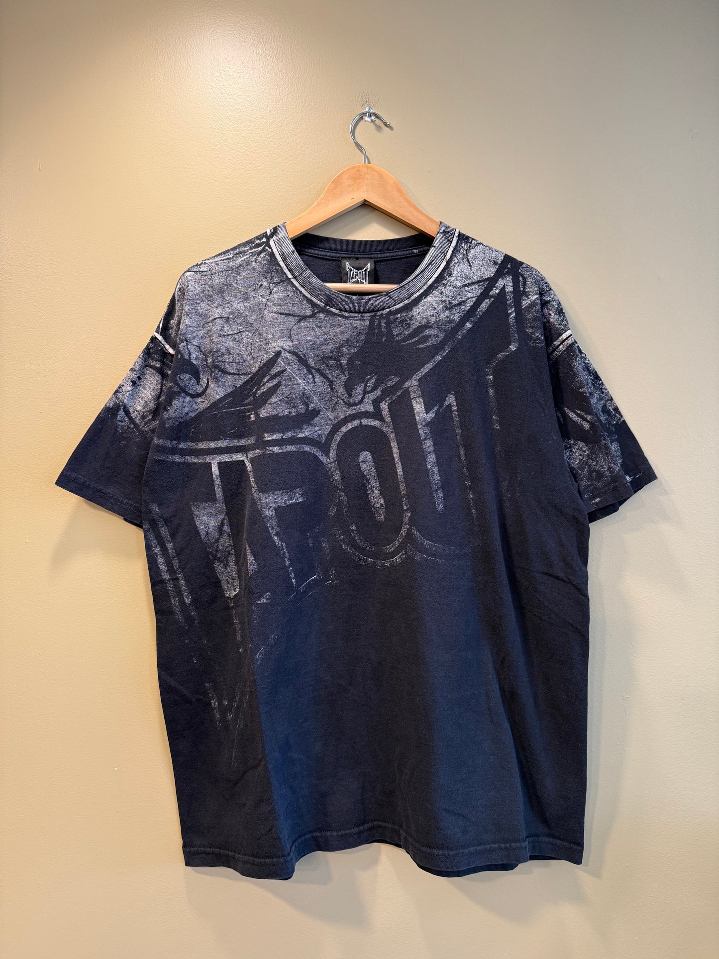 Vintage Tapout Big Print Black Eagle T-Shirt- XL