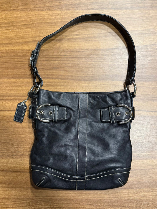 Vintage Coach 1453 Soho Black Leather Slim Duffle Shoulder Bag