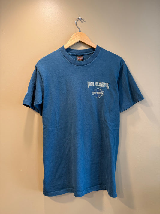Vintage Harley Davidson Blue Winter Dealer Meeting T-Shirt- M
