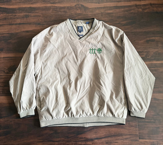 The Thrifting Tree Tan V-Neck Windbreaker Jacket- XL