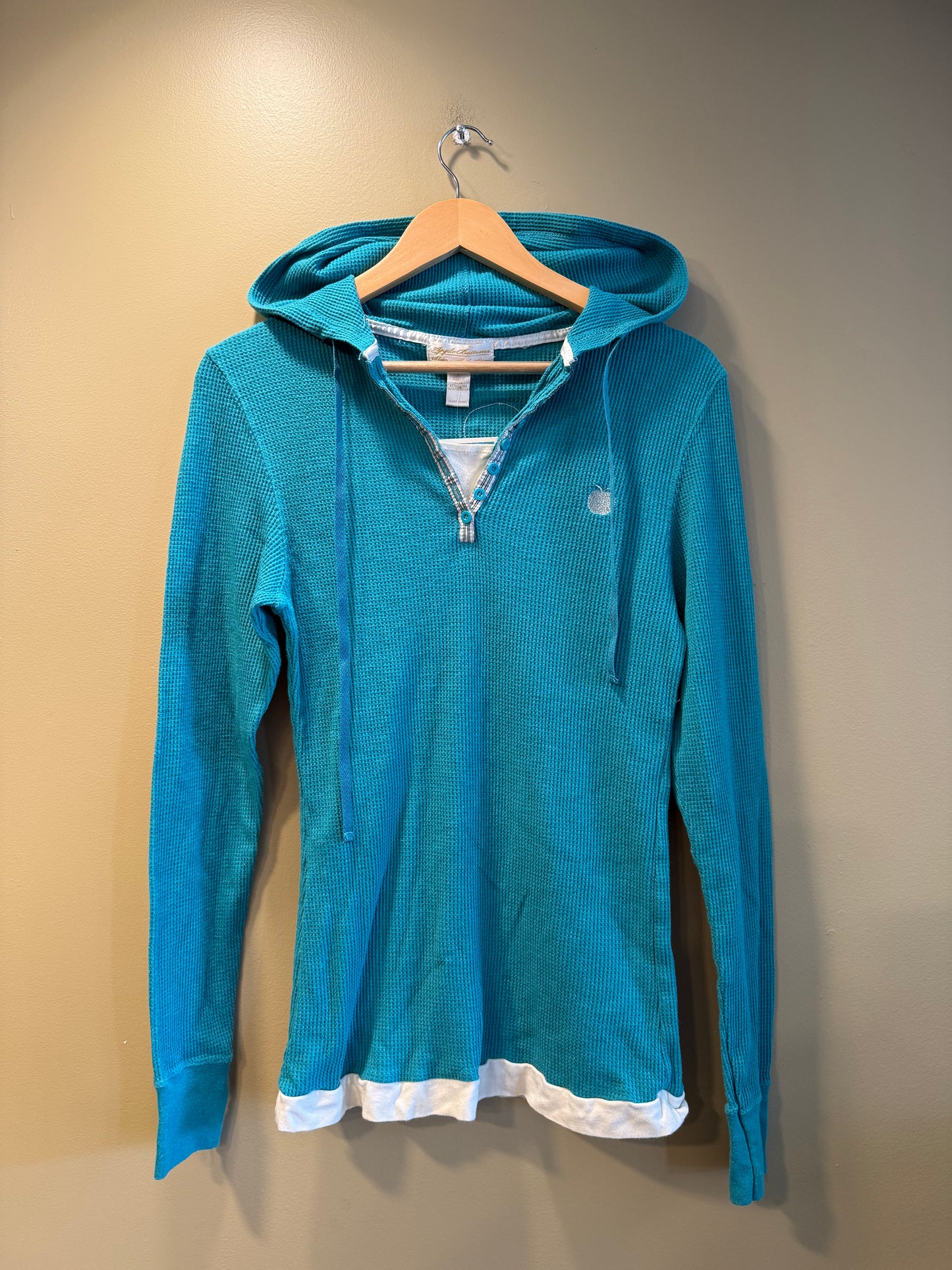 Vintage Apple Bottoms Blue Thermal Hoodie Sweatshirt- L