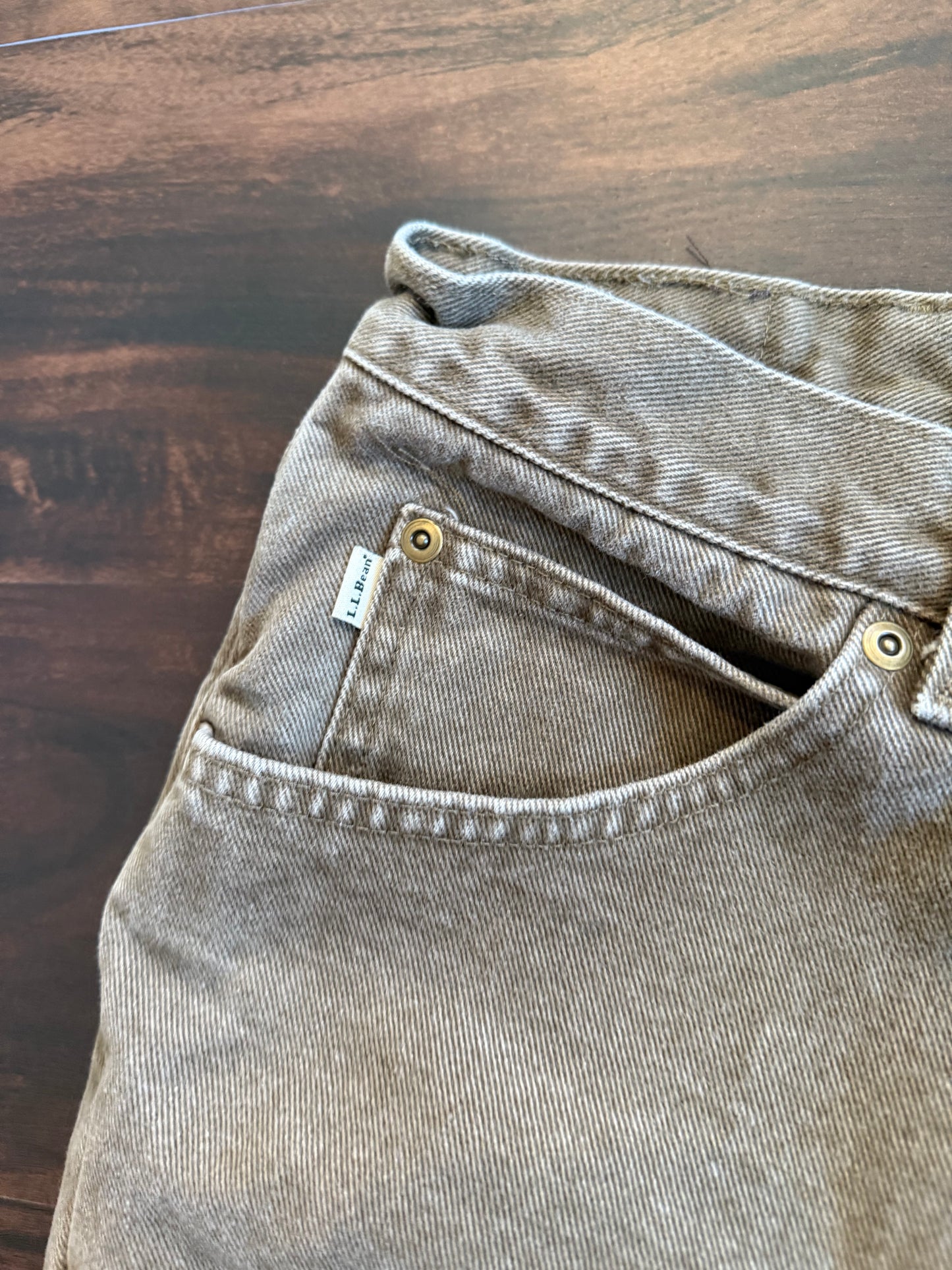 Vintage L.L. Bean Flannel Lined Green Cotton Canvas Pants- 32x33