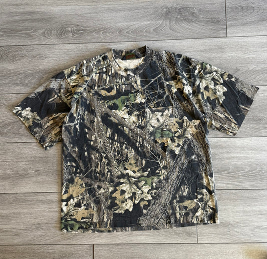 Vintage Mossy Oak Camouflage Single Stitch Pocket T-Shirt- XL