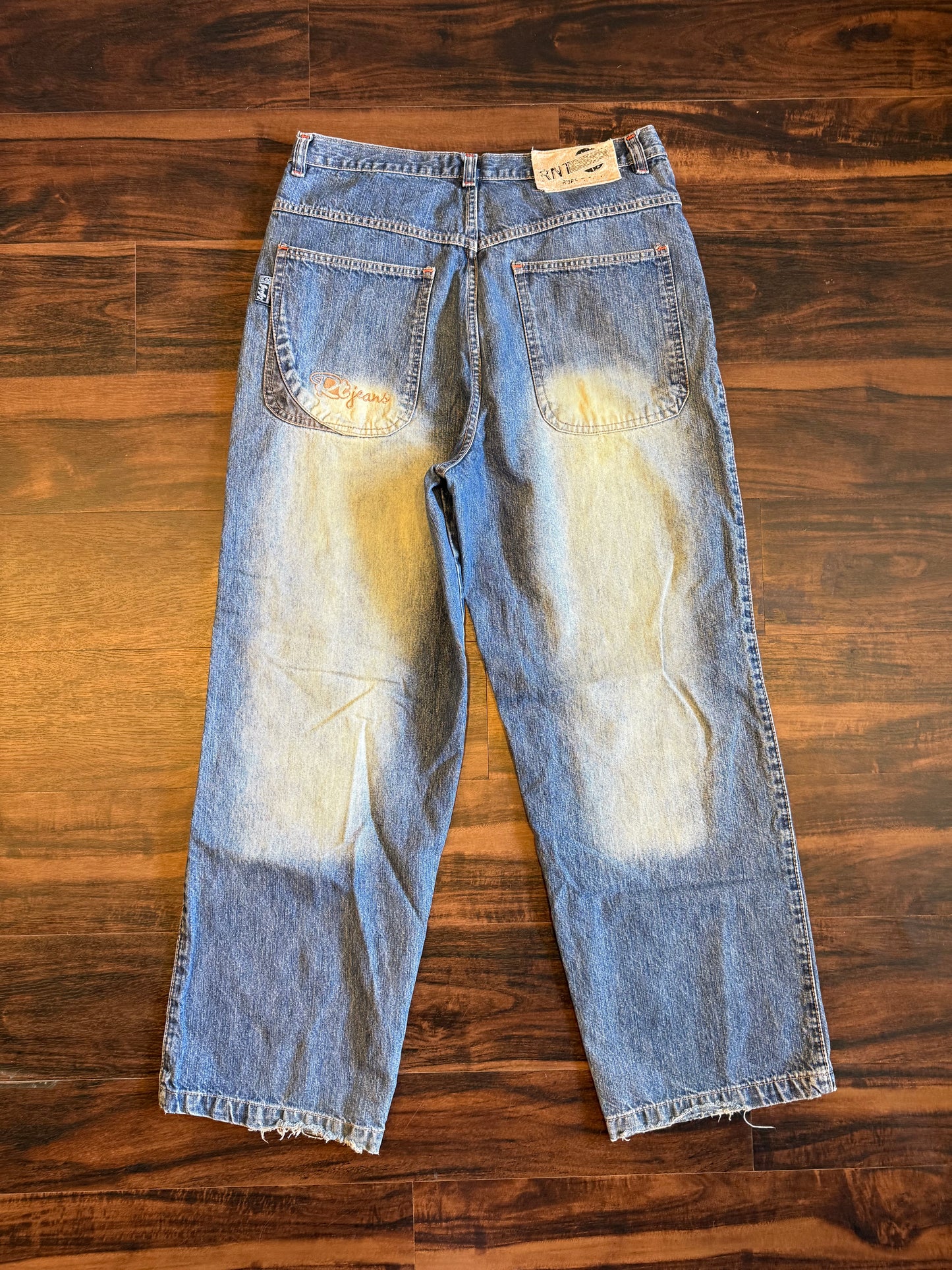 Vintage Ruff & Tuff Light Wash Embroidered Streetwear Baggy Jeans- 34x31