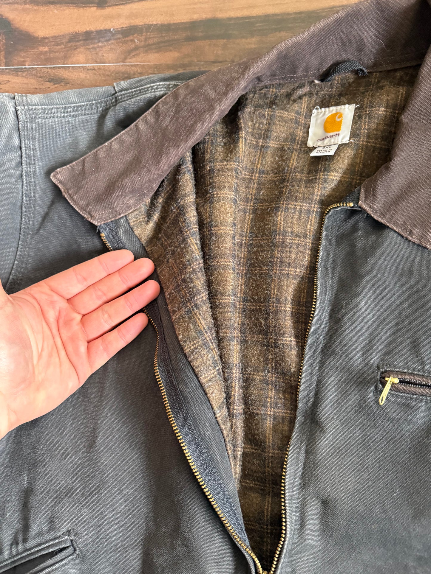 Vintage Carhartt Black Flannel Lined Detroit Jacket Size XXL