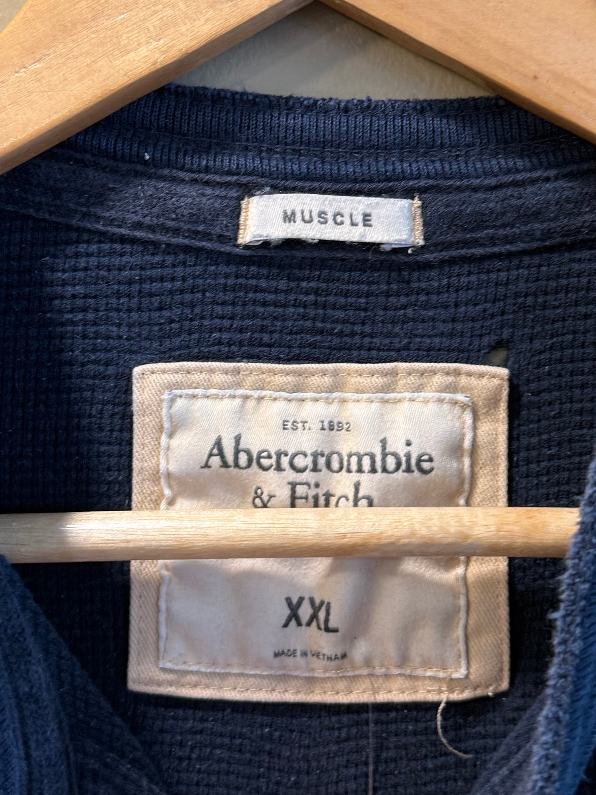Vintage Abercrombie & Fitch Navy Blue Thermal Longsleeve T-Shirt- XL