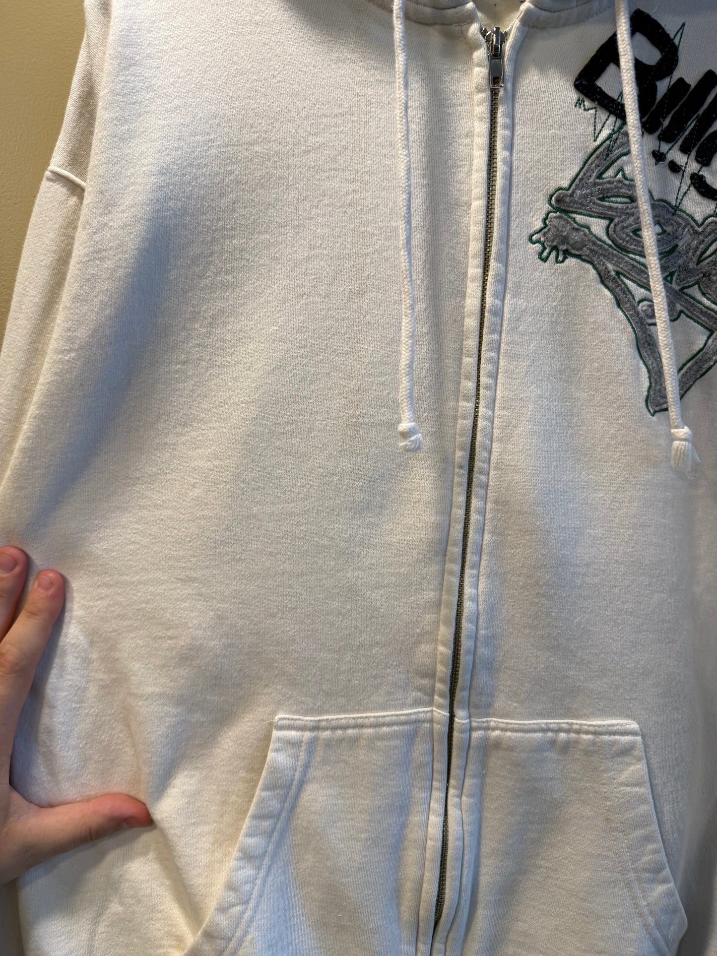 Vintage Billabong White Zip-Up Hoodie Sweatshirt- XL