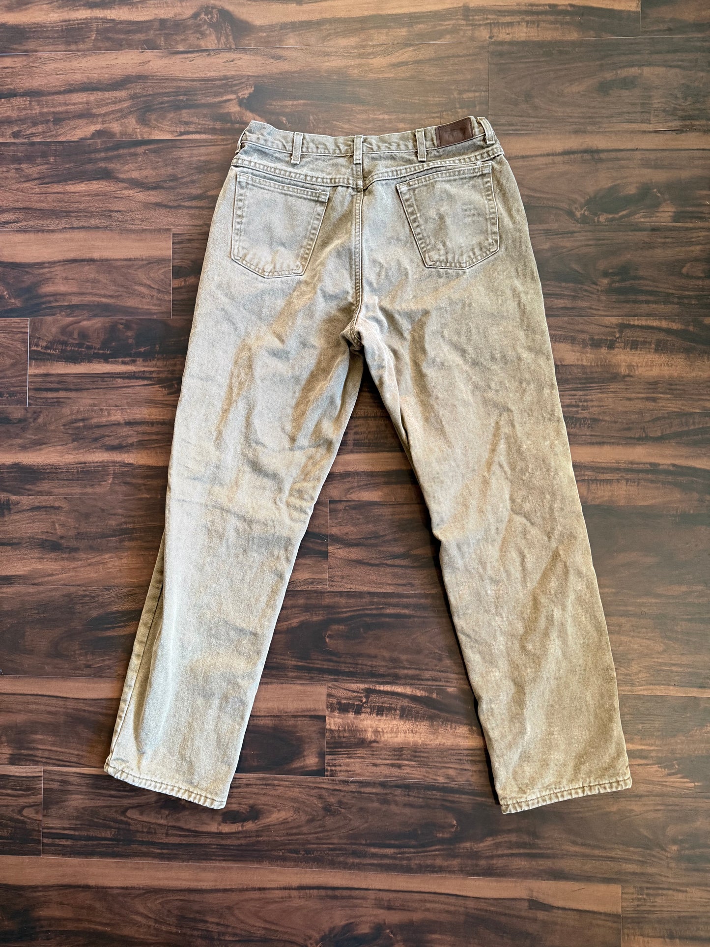 Vintage L.L. Bean Flannel Lined Green Cotton Canvas Pants- 32x33