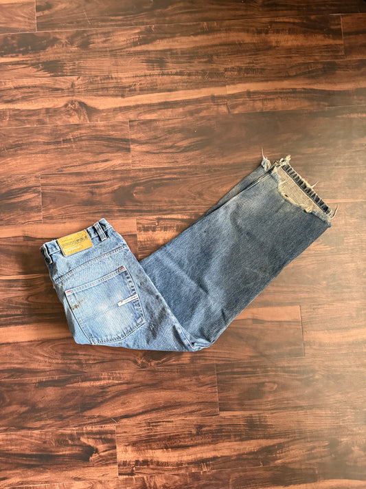 Vintage Y2K South Pole Dark Wash Baggy Distressed Streetwear Denim Jeans- 36x32