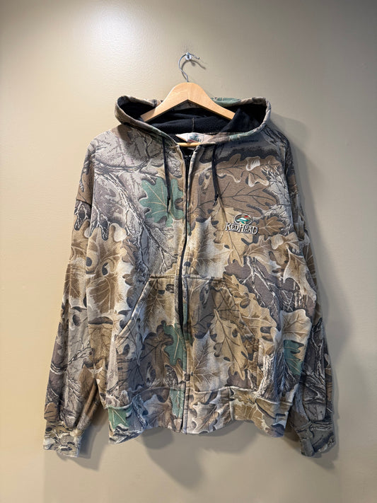 Vintage Redhead Tree Camo Zip-Up Hoodie Sweatshirt- XL