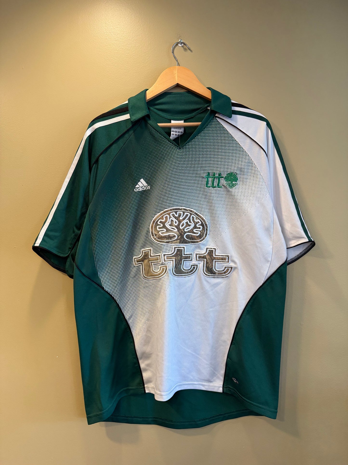 TTT Adidas Green Ombré Collared Football Soccer Jersey- L