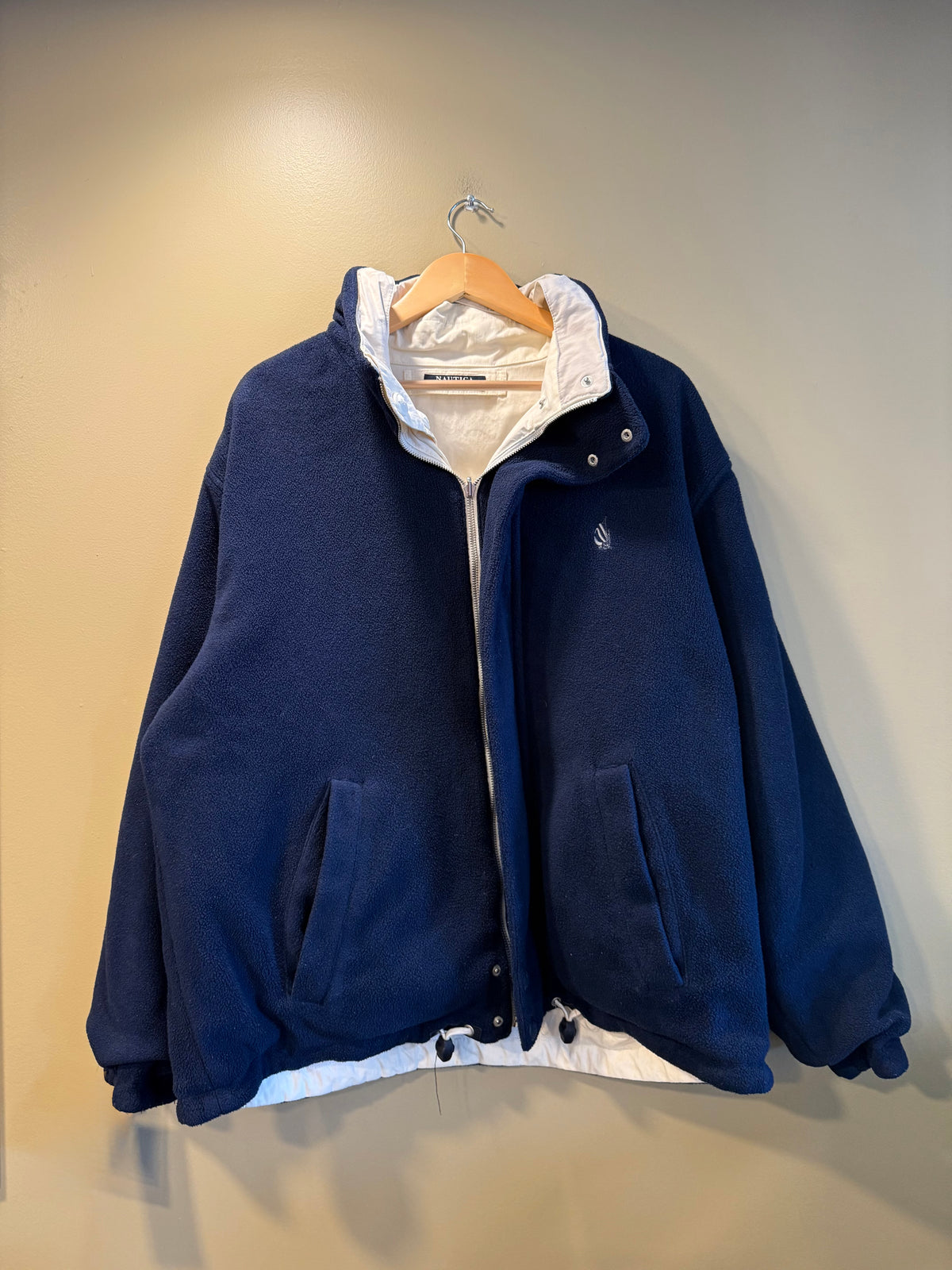 Vintage Nautica Navy Blue Reversible Fleece Jacket- XL