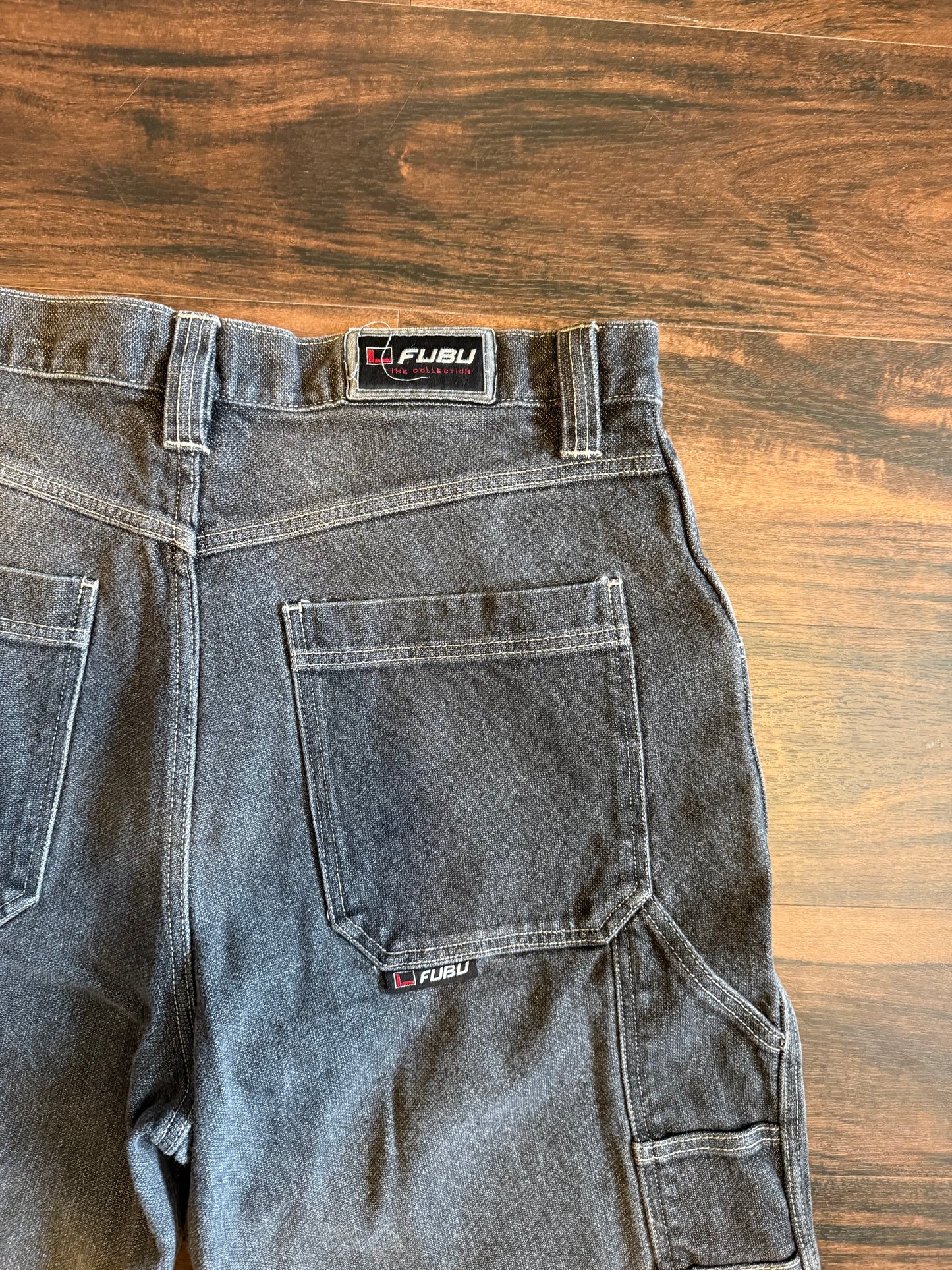 Vintage Fubu Black Denim Carpenter Jean Shorts- 36
