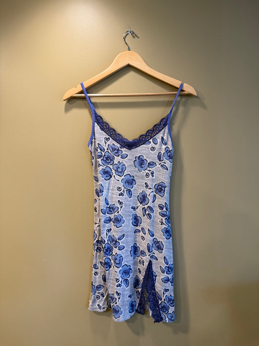 Vintage Christian Siriano Blue Floral Slip Dress- S