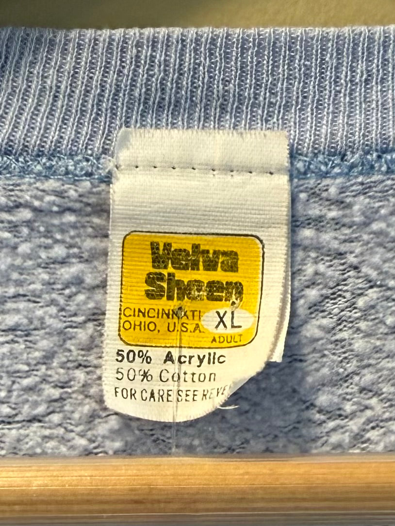 Vintage 80s Goodyear Baby Blue Striped Crewneck Sweatshirt- L
