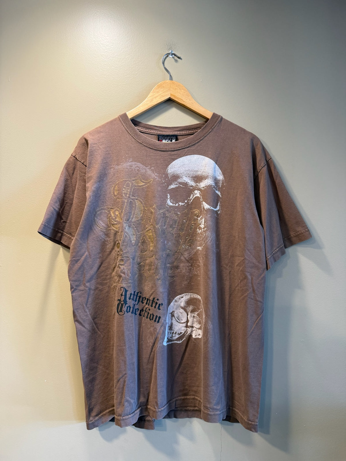 Vintage Y2K South Pole Authentic Collection Brown Skull T-Shirt - XL