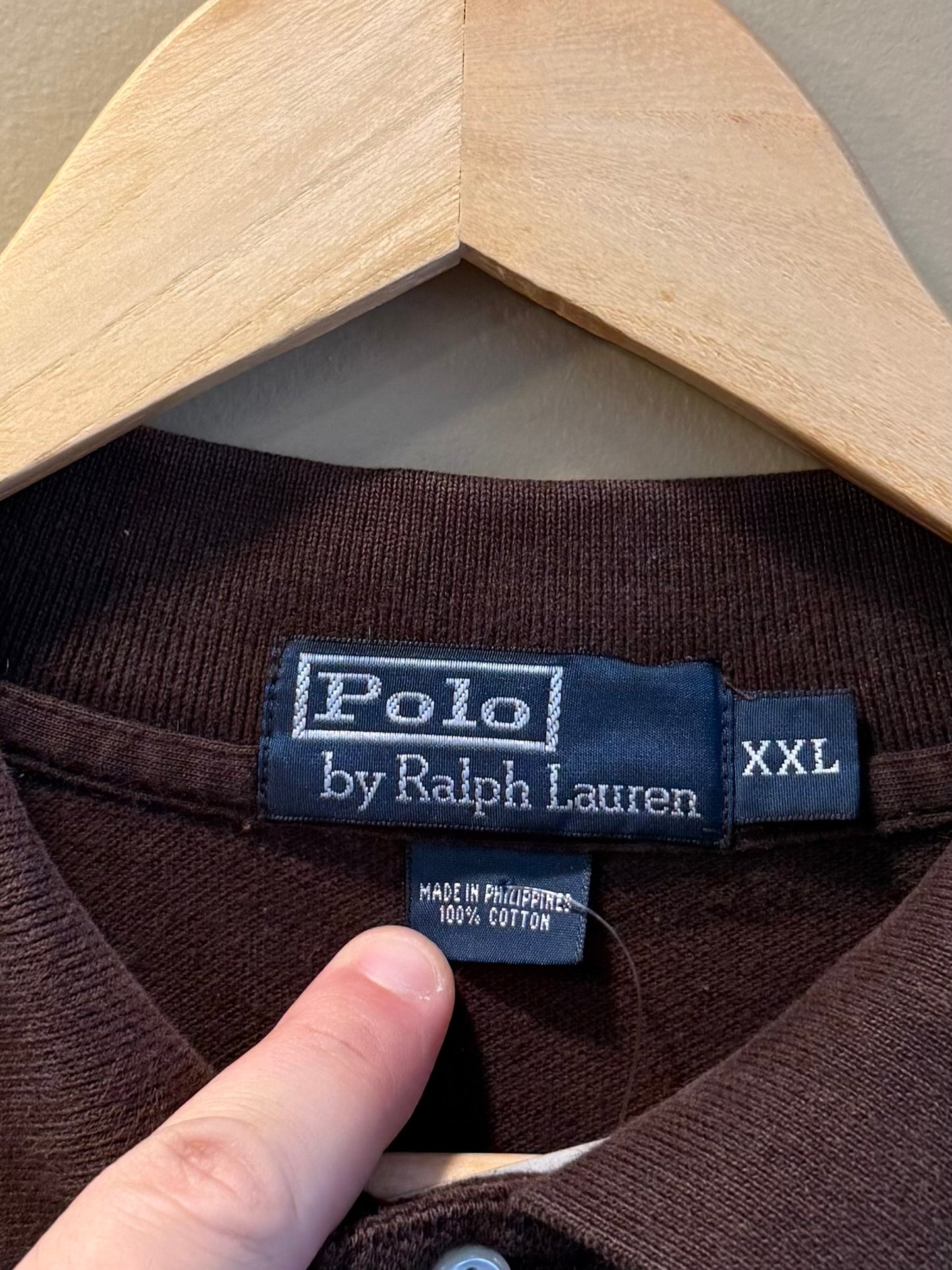 Vintage Polo Ralph Lauren Brown Long Sleeve Polo Shirt- XXL