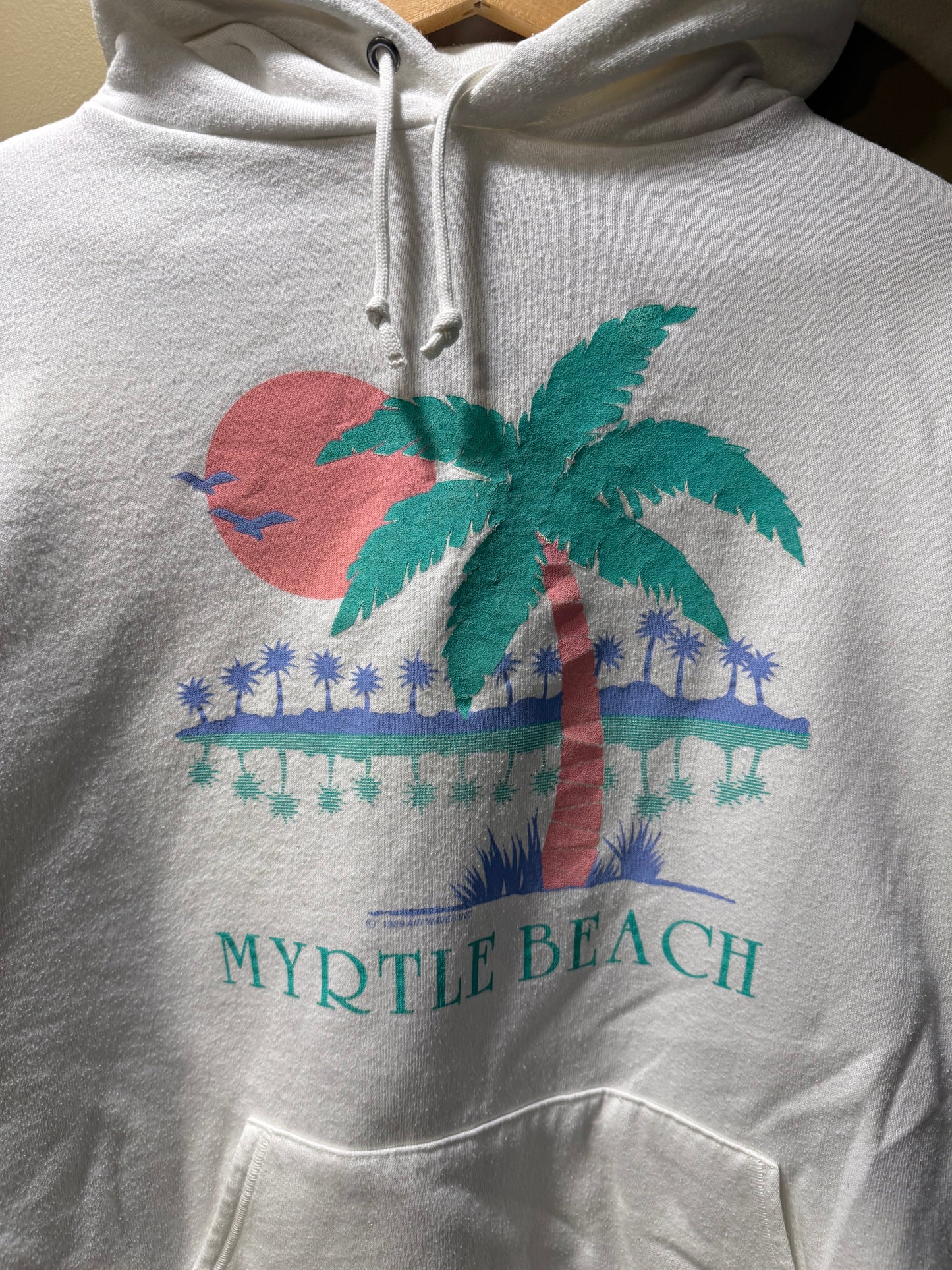 Vintage Myrtle Beach White Hoodie Sweatshirt- S/M