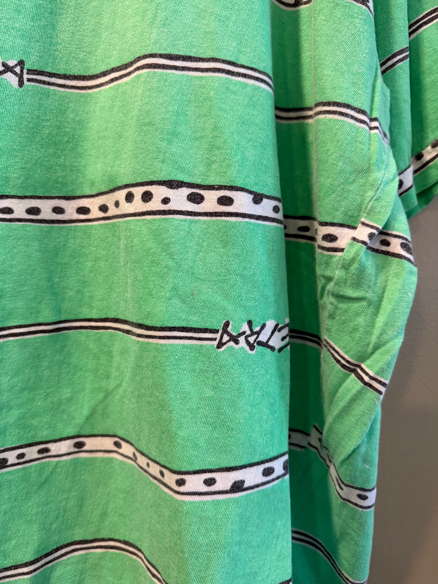 Vintage Getra Green Striped Surfwear Style Boxy T-Shirt- XL
