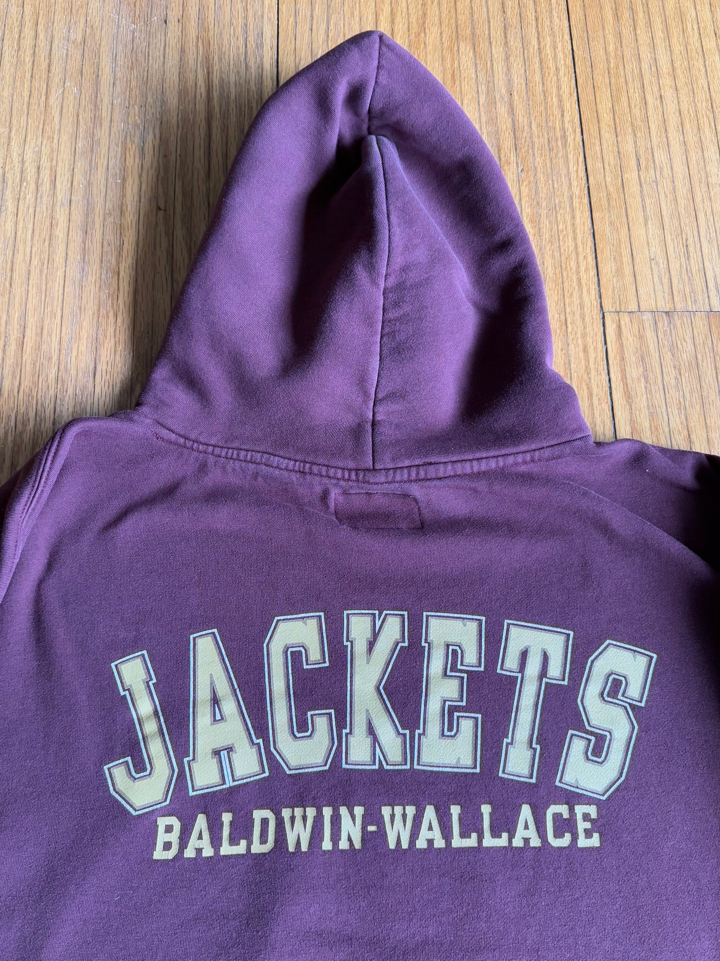 Vintage Baldwin Wallace College Yellow Jackets Maroon Red Hoodie Sweatshirt- XXL