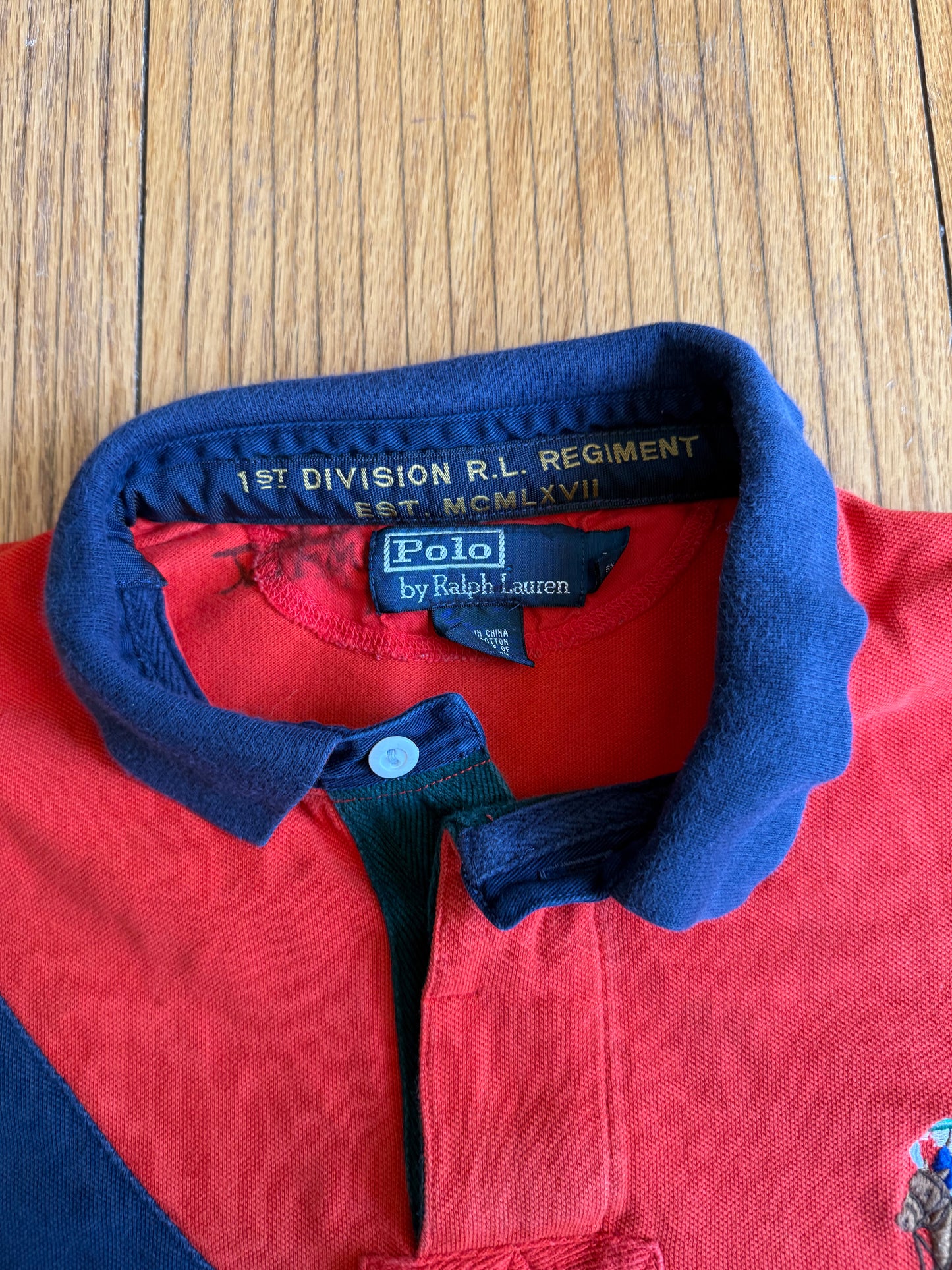 Vintage Polo Ralph Lauren 1st Division R.L. Regiment Big Pony Polo Shirt- L