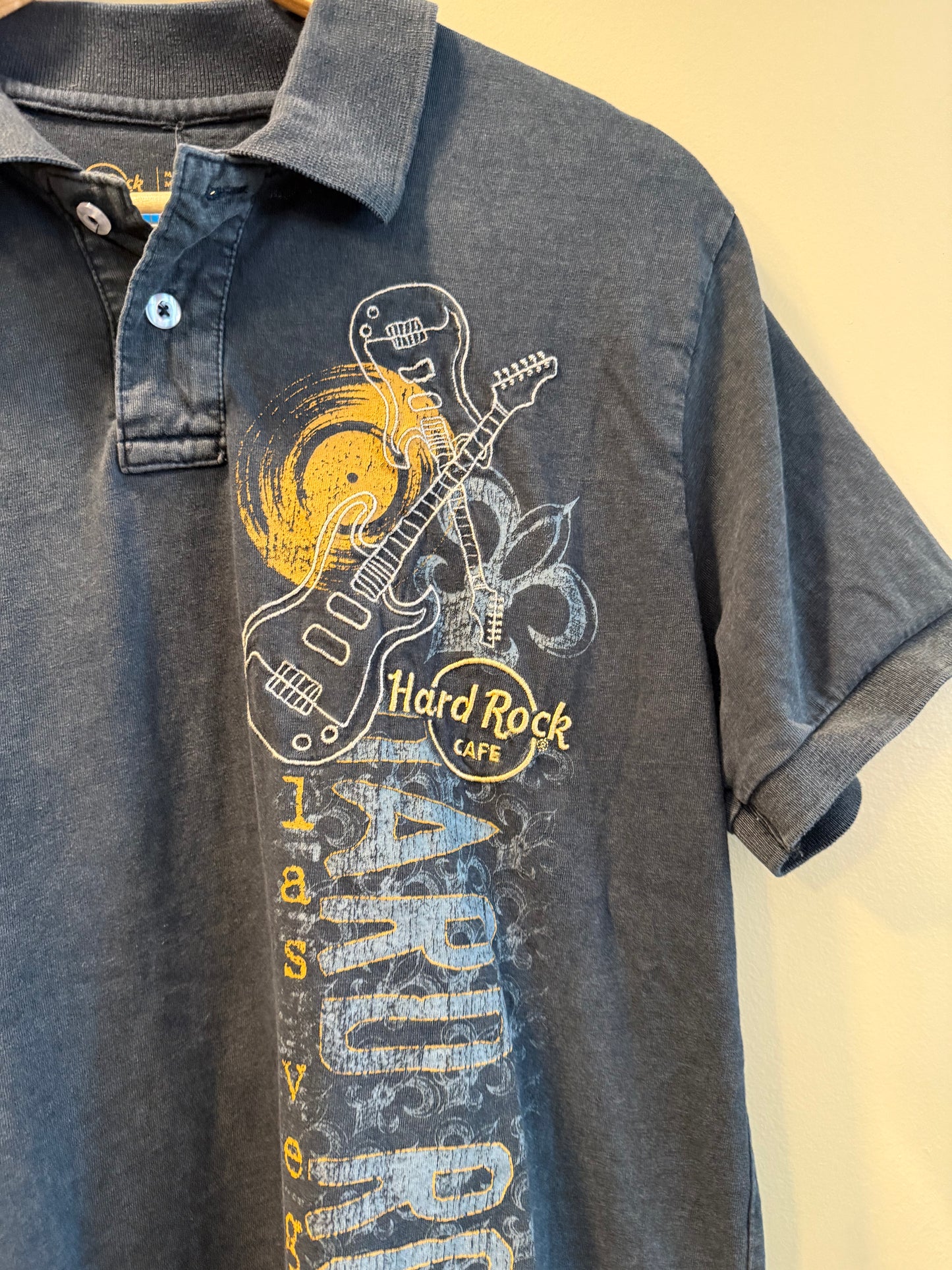 Vintage Y2K Hard Rock Cafe Las Vegas Black Polo Shirt- M