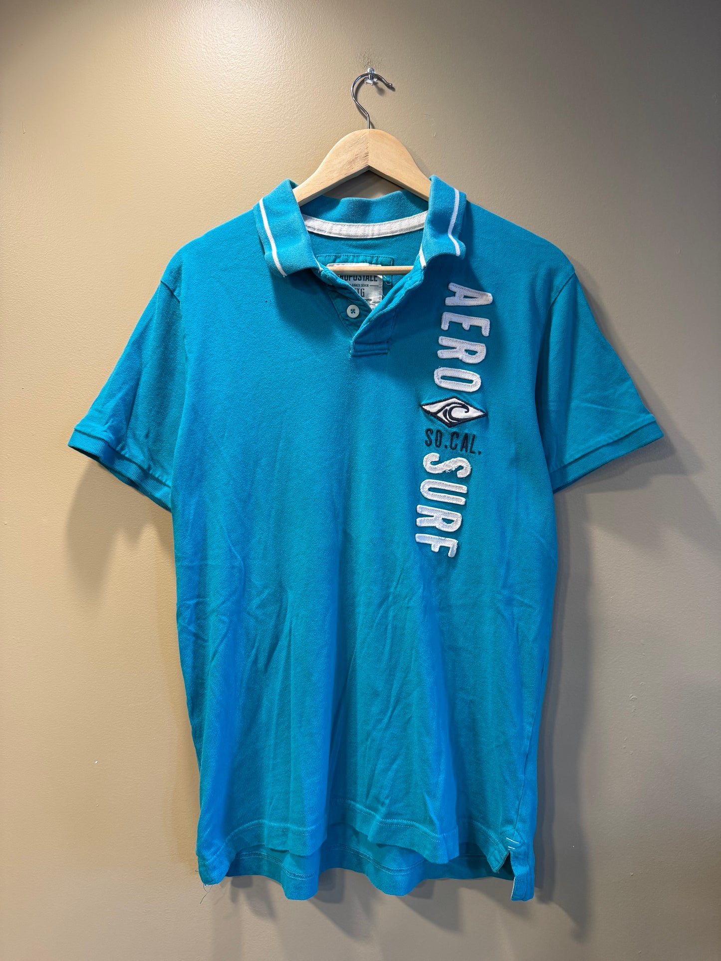Vintage Aeropostale SoCal Surf Blue Polo Shirt- M
