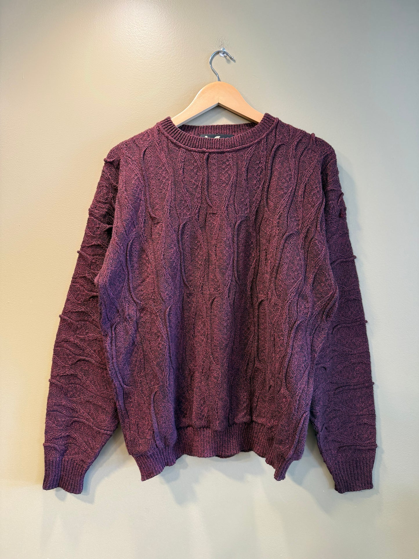 Vintage Alan Stewart Maroon Red 3D Texture Knit Sweater- M