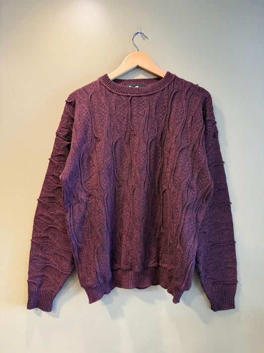 Vintage Alan Stewart Maroon Red 3D Texture Knit Sweater- M