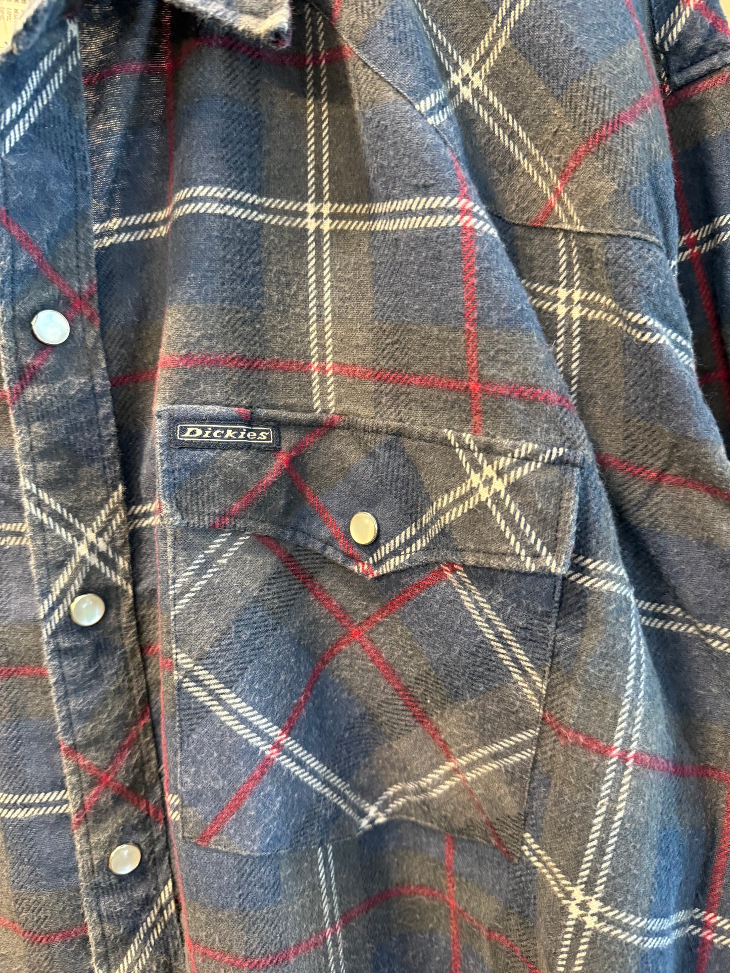 Vintage Dickies Gray Pearl Snap Flannel Shirt- XLT