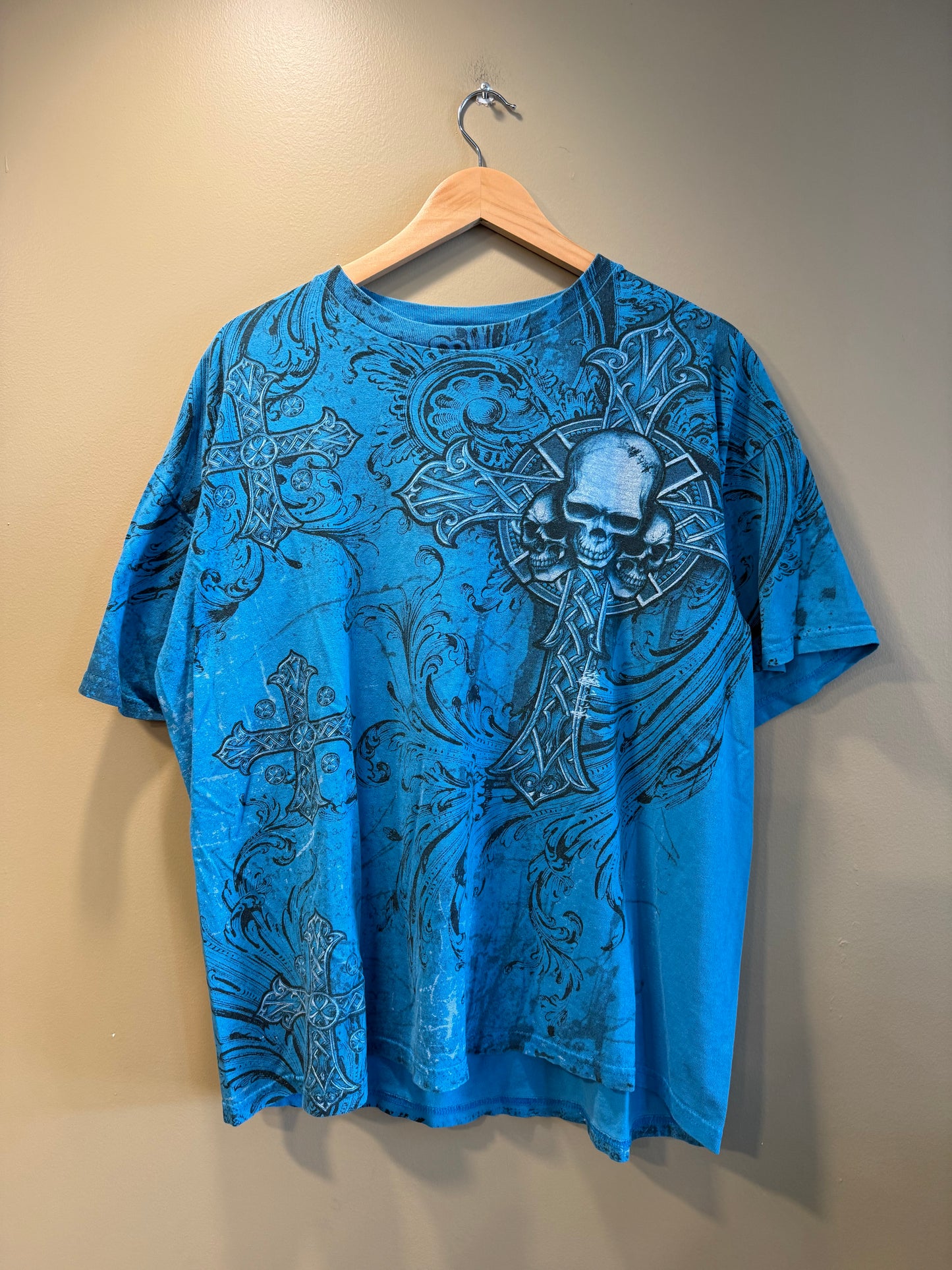 Vintage MMA Elite Blue Skulls & Crosses T-Shirt- XL