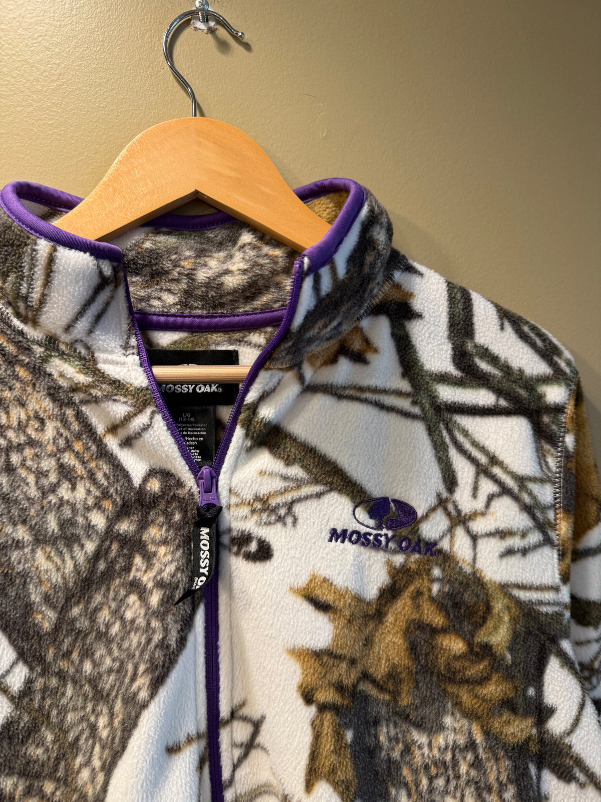 Vintage Mossy Oak Purple Snow Camo Fleece Jacket- L
