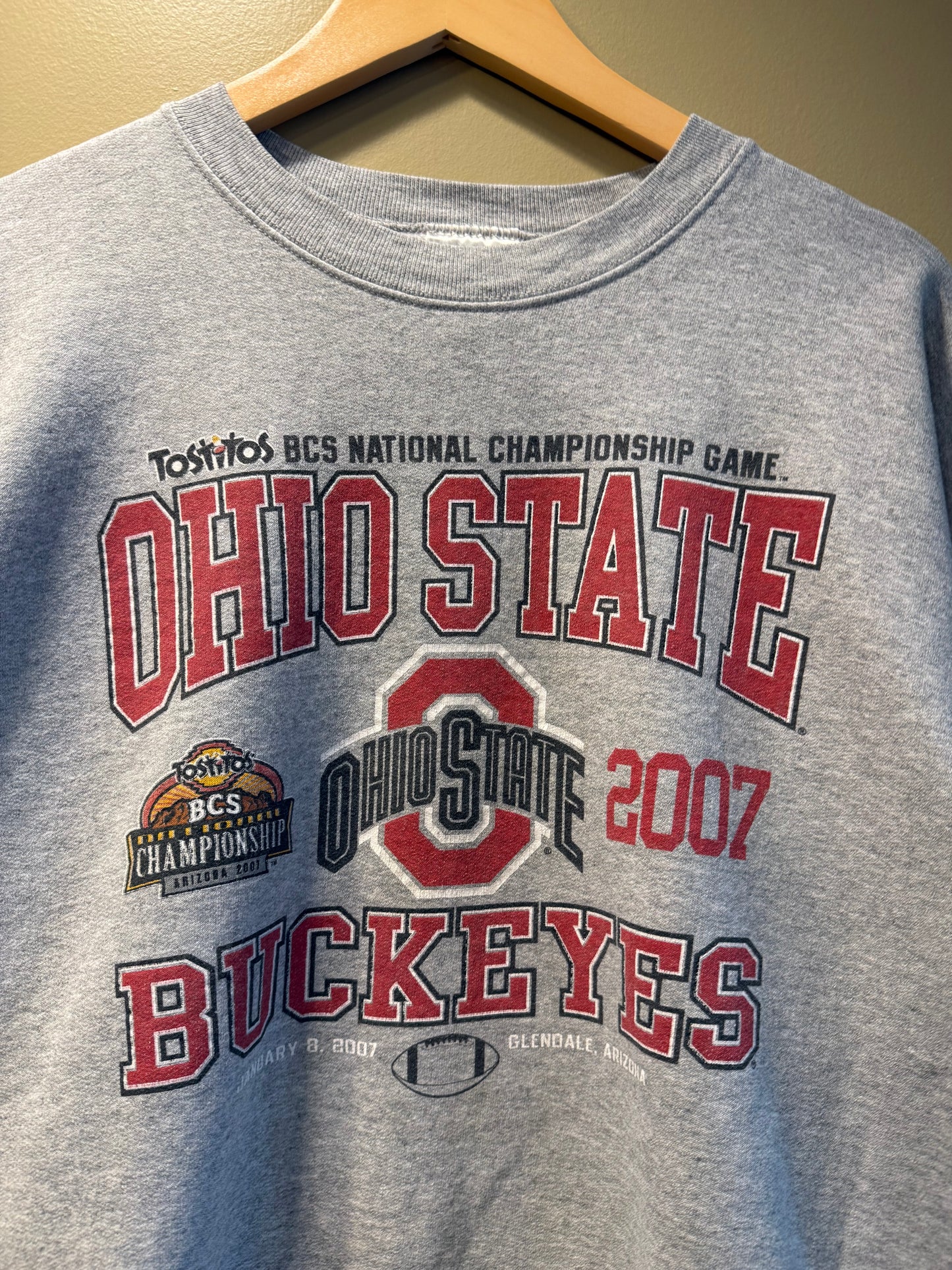 Vintage Ohio State Buckeyes Football Gray Crewneck Sweatshirt- M