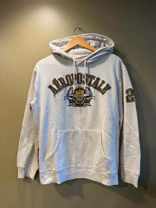 Vintage Aeropostale Athletics Spellout White Hoodie Sweatshirt- S