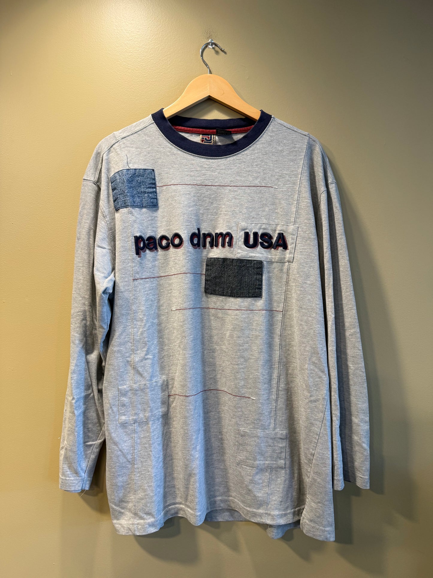 Vintage Paco Denim Jeans Gray Long Sleeve T-Shirt- XL