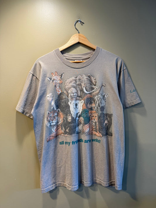 Vintage My Friends Are Wild Nature T-Shirt- L
