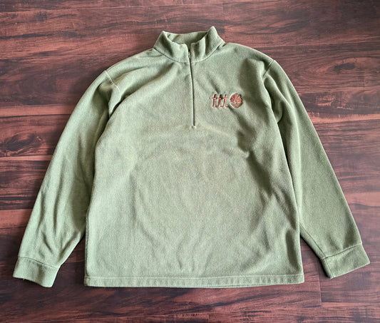 The Thrifting Tree Green Collared Fleece Jacket- L
