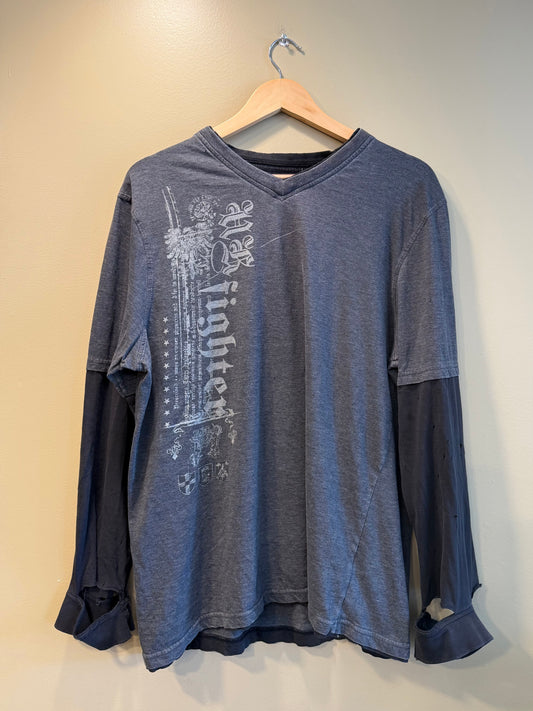 Vintage Y2K UK Fighter Distressed Long Sleeve T-Shirt- L