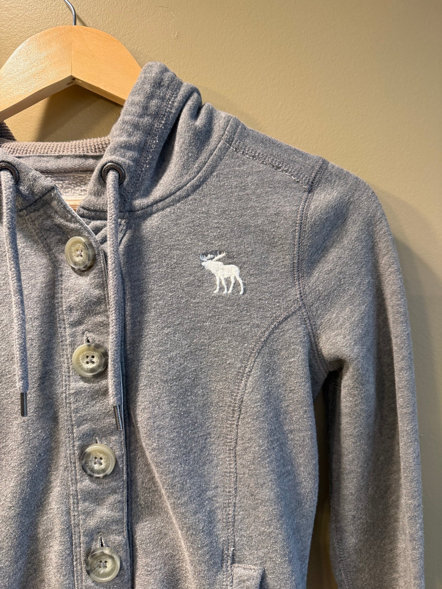 Vintage Y2K Abercrombie & Fitch Gray Button Up Hoodie Sweatshirt- XS