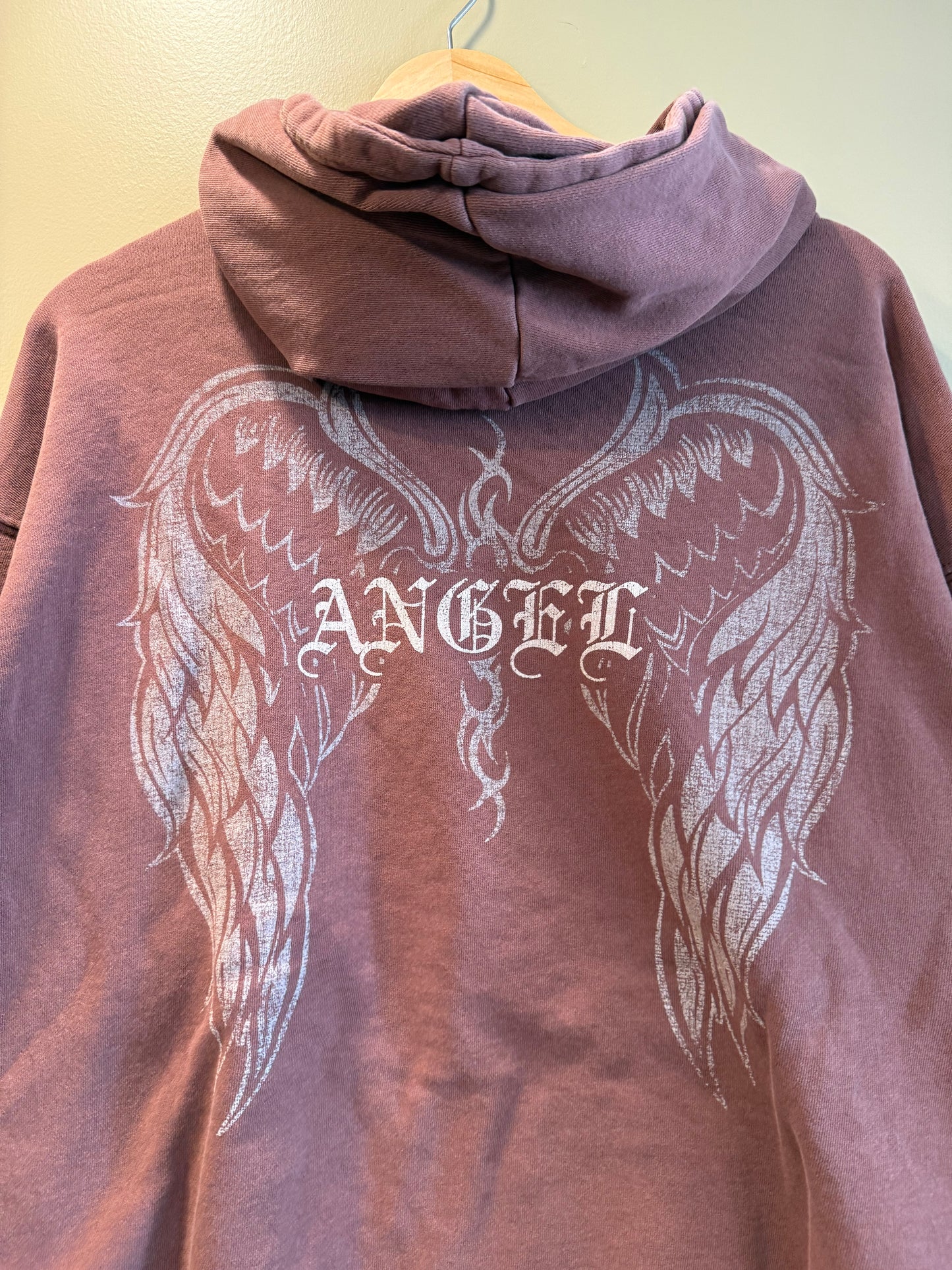 Angel Gothic Print Brown Hoodie Sweatshirt- L