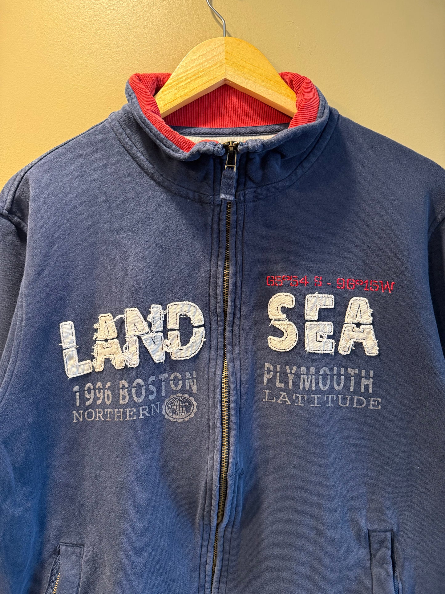 Vintage Land Sea Portland Oregon Nautical Coast Guard Zip-Up Sweatshirt- M