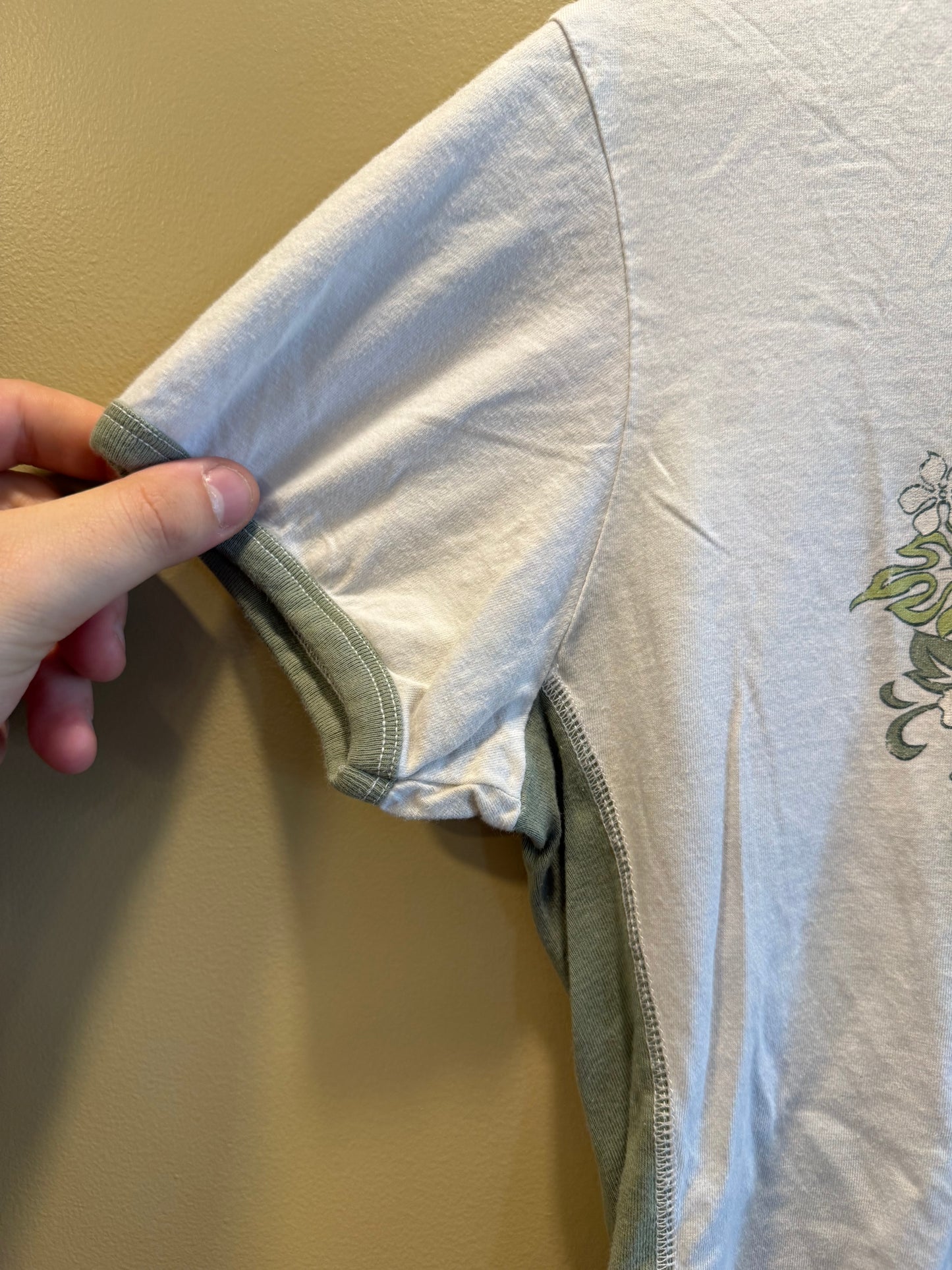 Vintage Harley Davidson White & Green Baby Tee T-Shirt- L