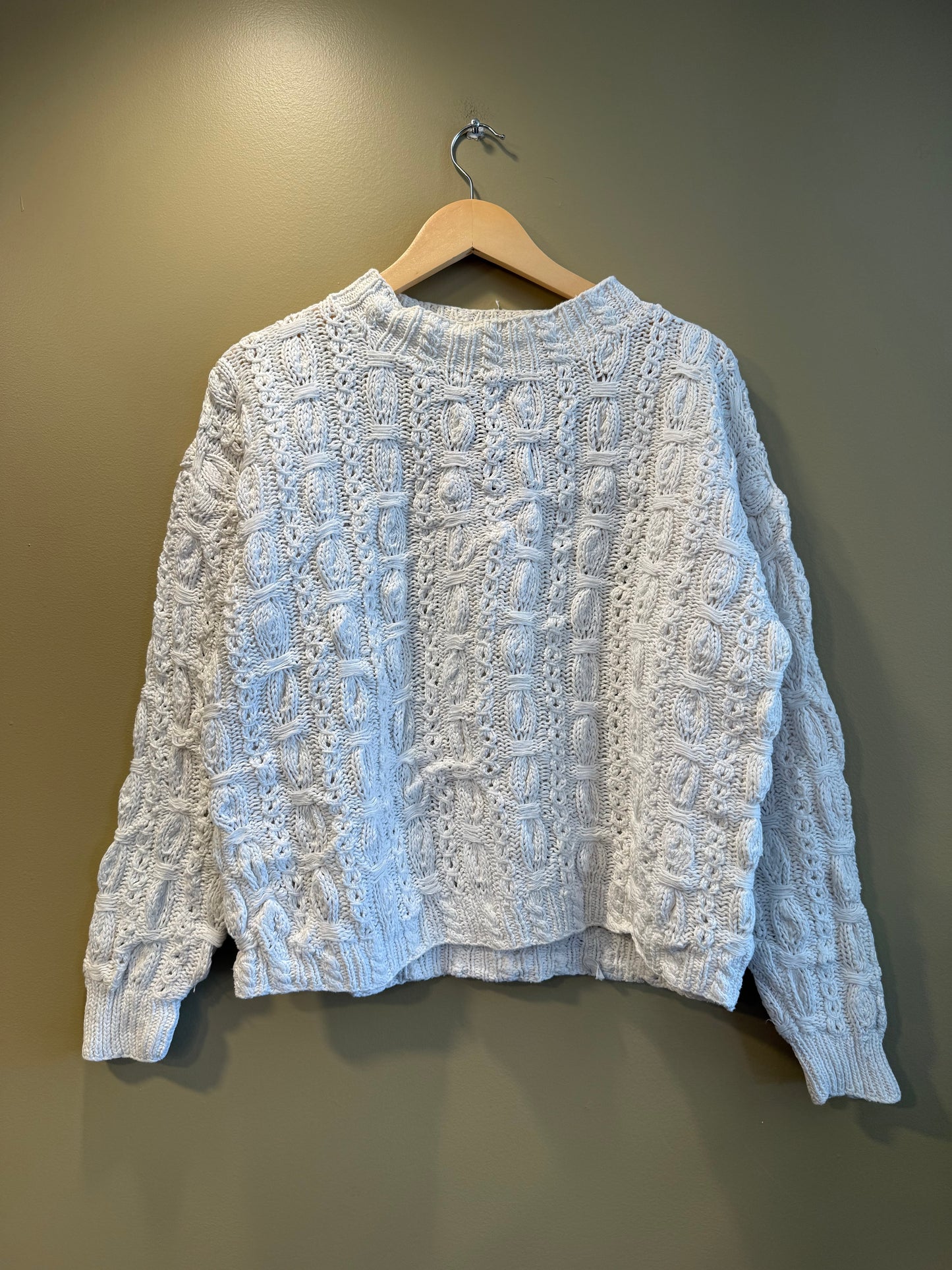 Vintage Cape Island Knitwear White Hand Knit Sweater- M