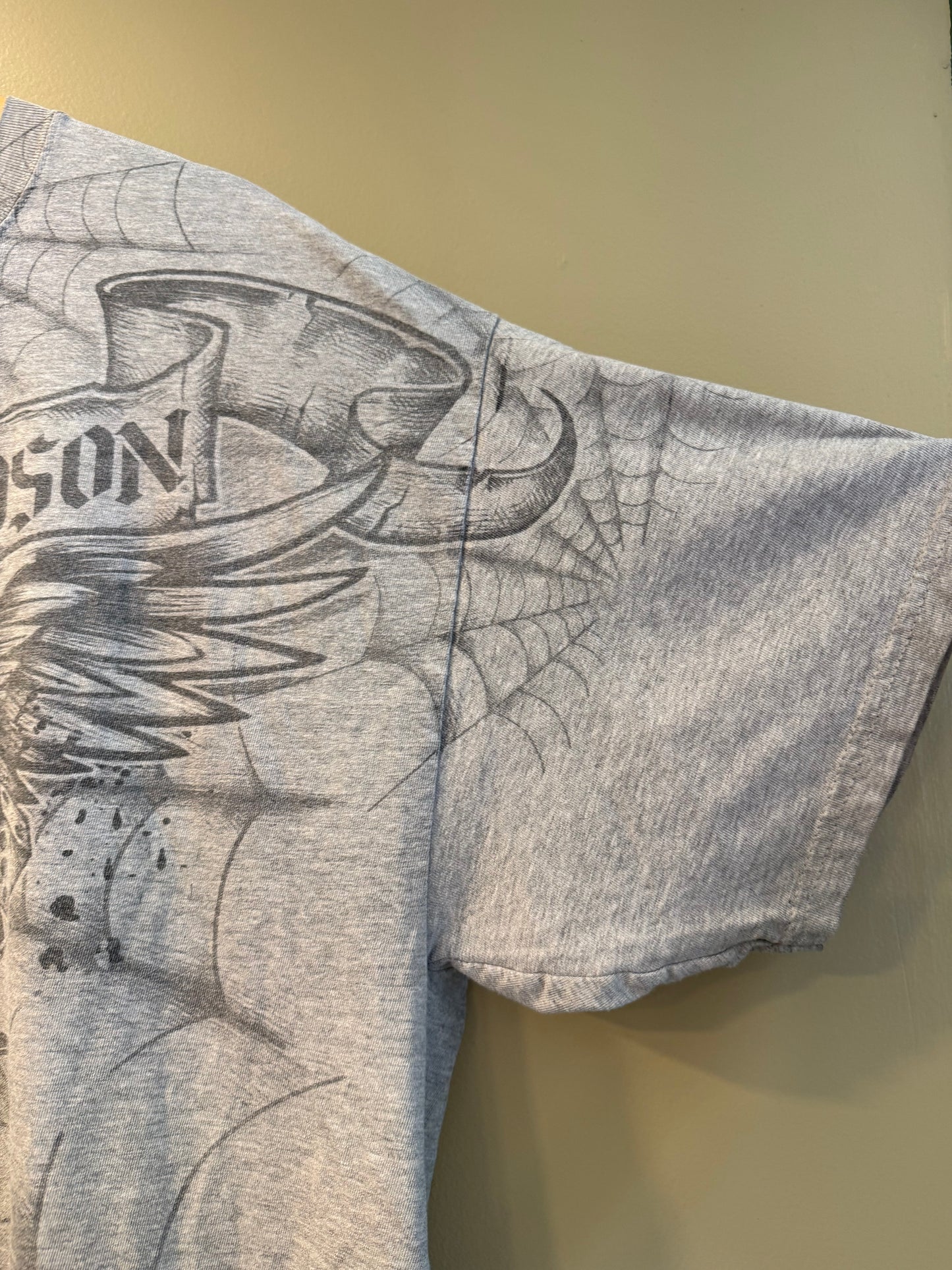 Vintage Y2K Harley Davidson Spider Web Gray T-Shirt- XL/XXL